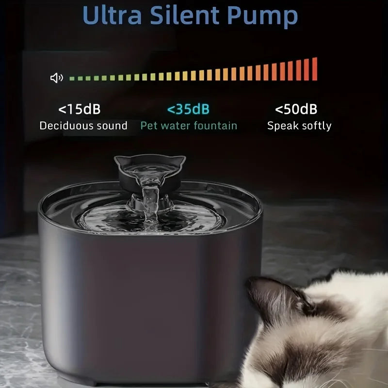 2.2L Automatic Pet Water Fountain – Filtered, Whisker-Friendly for Cats